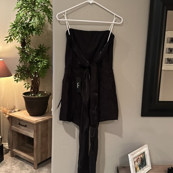 Lulus Charming Ideal Jacquard Organza Strapless Tie-Back Romper, SIZE MEDIUM - Picture 6 of 6